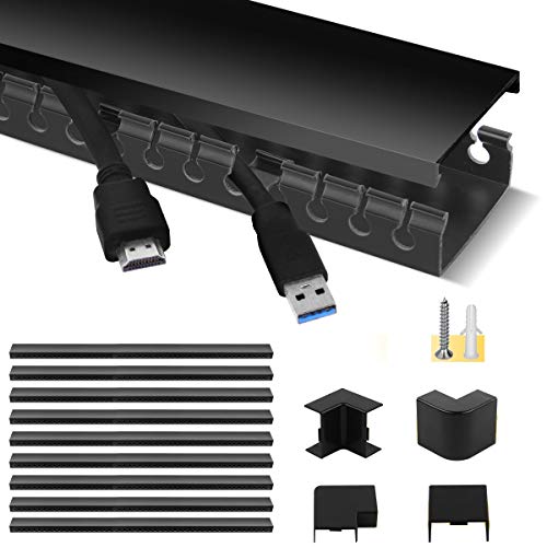 Stageek Canalina Coprifili, Canalina Cavi, Canali Portacavo, Canalina Passacavi, Cable Management Scrivania, Dimensioni: 9X39 Cm, Lunghezza Totale: 3,