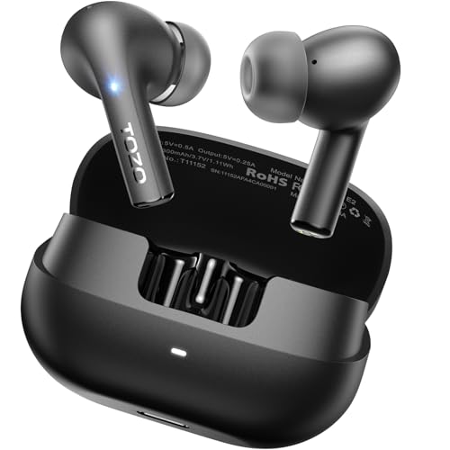 Tozo E2 Cuffie Bluetooth 5.3 Con Origx Acustica Enc Chiamate Ultraleggero Eqs Regolazione Gioco Modalità 30 Ore Riproduzione Usb Tipo C Nero