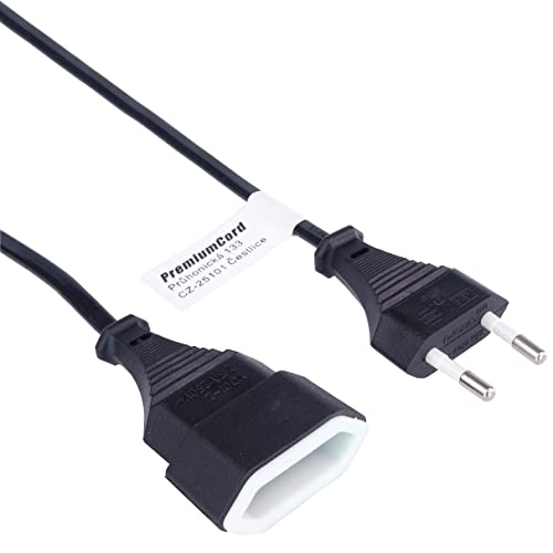 Premiumcord 230 V 5 M, Cavo Prolunga Con Spina Europea E Presa Europea, Prolunga Cavo Di Alimentazione Per 230 V, Presa Spina, Colore Nero