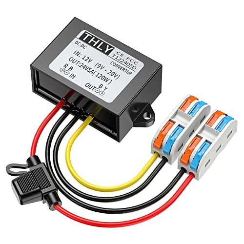 Da 12V A 24V Trasformatore, Convertitore Dc Dc 12 A 24V 5A 120W Convertitore Con Fusibile Impermeabile E Connettori Elettrici A Cablaggio Rapido, Per 