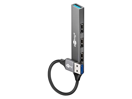 Goobay Hub Usb 3.2 A 4 Porte Slim/Usb, Multipresa Usb, Usb 3.0 Hub, Splitter Usb Da 5 Gbps, Sottile Usb-A A 4 Porte, Adattatore Multiporta Usb 3.0 Hub