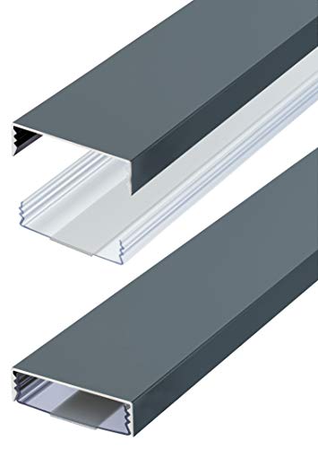 Canalina Per Cavi In Alluminio Verniciato In Antracite Ral7016 Satinata Autoadesiva 50 Mm X 15 Mm Alunovo Cavo Canale Di Installazione (Lunghezza: 60