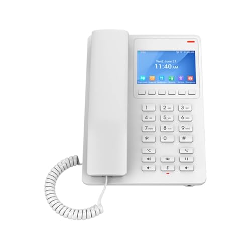 Grandstream Ghp630W - Telefono Da Scrivania Per Hotel, Display Lcd A Colori Da 3,5", Poe, Wifi Dual Band 6, Colore: Bianco