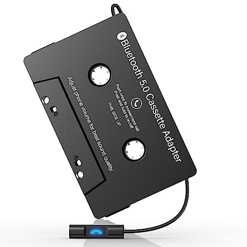 Car Cassette Adapter Aux Adaptador De Cassette Per Coche De Bluetooth 5.0 Auxiliar Con Controllo Microfono/Pulsante Rispondi Alla Chiamata