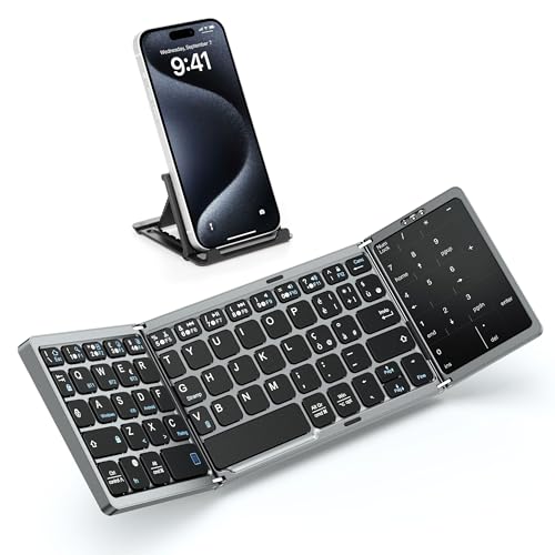 Moko Tastiera Pieghevole Bluetooth, Tastiera Italiana Wireless Portatile Con Touchpad E Tastierino Numerico, Tastiera Senza Fili Ricaricabile Per Wind