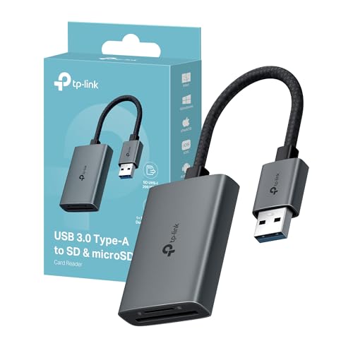 Tp-Link Ua430 Lettore Di Schede, Usb 3.0 Type-A A Sd & Microsd Fino A 2Tb, Uhs-I 200 Mb/S, Adattatore Otg Per Sd/Tf/Sdhc/Sdxc/Microsd/Microsdxc, Compa