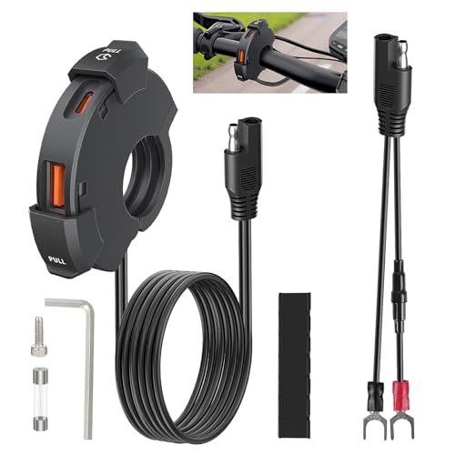 Comius Sharp Presa Usb Moto, 18W Qc3.0 Usb-A & 30W Pd Type-C Caricabatterie Auto Ricarica Rapida Con Ip65 Copertura Impermeabile, Per 12V / 24V Motorc