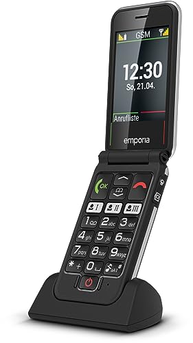Emporia Joy-Lte | Seniorenhandy 2G | Cellulare Pieghevole Senza Contratto | Cellulare Con Pulsante Di Emergenza | Display Da 2,8 Pollici | Nero