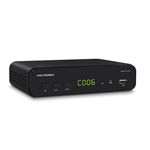 Metronic 441624 - Zapbox Hd-Sh.1 Ricevitore Tdt Dvb-T2 Hevc, Funzione Pvr, Prese Usb, Hdmi, Spdif, Rj45, Telecomando A Distanza, Nero