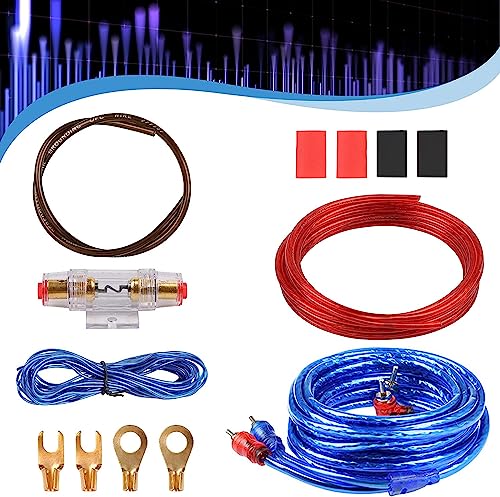Set Di Cavi Per Amplificatori Per Auto, 800W 8Ga Kit Completo Audio Auto, Kit Amplificatori Di Potenza Audio Per Auto, Cavi Per Amplificatore Cablaggi