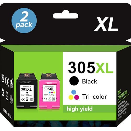 305Xl 305 305 Xl Nero E Colore Per Cartucce Hp 305 Nero E Colore Hp 305 Xl Inchiostro Stampante Hp 305 Deskjet 2700 2710 2720 Deskjet Plus 4100 (Nero,