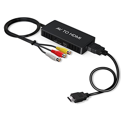 Vixlw Adattatore Da Rca A Hdmi, Da Av A Hdmi, Convertitore Audio Video 1080P Composito Cvbs Con Cavo Hdmi, Supporta Pal/Ntsc Per Pc, Laptop, Tv, Wii,