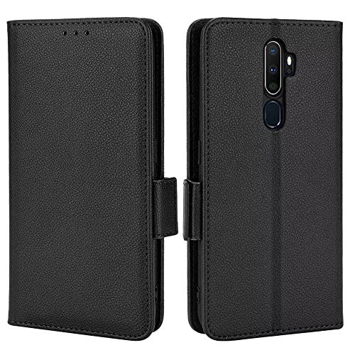 Topme Custodia In Pelle Per Oppo A9 2020 / Oppo A5 2020 (6.5" Inches), [ Cover Per Telefono Serie Modello Litchi Semplice] - Nero