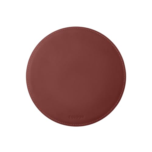 Eglooh - Atlante - Mouse Pad Rotondo In Cuoio Rosso Bordeaux Cm 23X23 - Tappetino Mouse Tondo Per Scrivania E Ufficio Con Cuciture Artigianali E Fondo