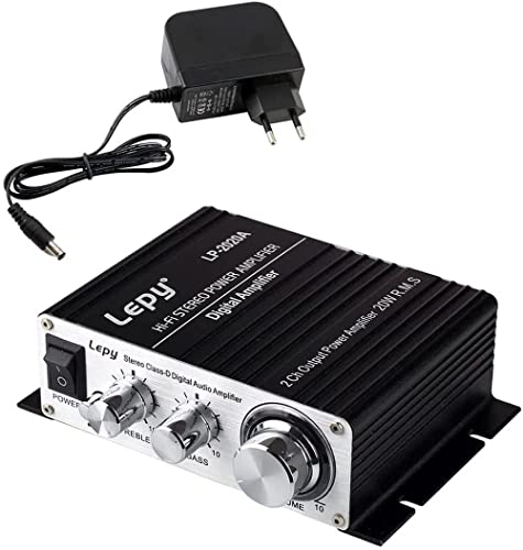 Fasizi Lp-2020A Amplificatore Digitale Hi-Fi Stereo Di Classe D Con Alimentatore 3A Per Amplificatore Motore Auto -Nero
