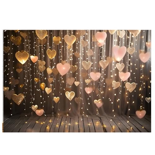 Casstaly 210 X 150 Cm Fondali Europei E Americani Moda Palloncino Rosa Cuore Banner Fotografia Fondali Facili Da Usare, A