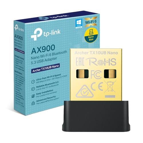 Tp-Link Ax900 Wifi 6 Wifi Usb, Bluetooth 5.3, Chiavetta Wifi Per Pc Fisso, Dual Band 5Ghz 600Mbps + 2.4 Ghz 286 Mbps, Supporta Windows 11/10, Design N