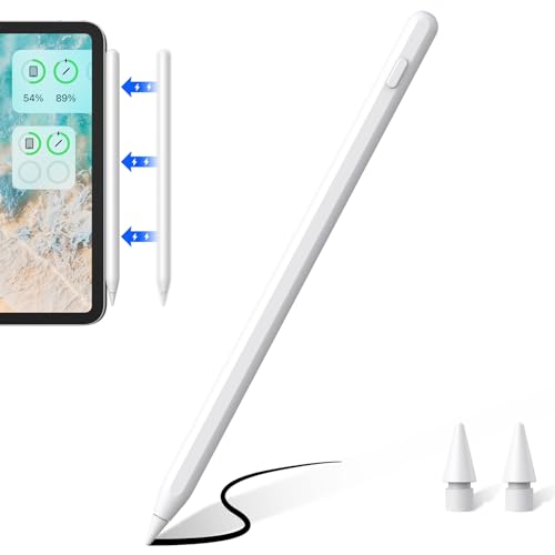 Penna Ipad Compatibile Con Apple Ipad 2018-2024, Penna Per Ipad Con Palm Rejection E Ricarica Wireless,Ipad 6~10Th、Ipad Air 3~5Th、Ipad Mini 5/6Th、Ipad