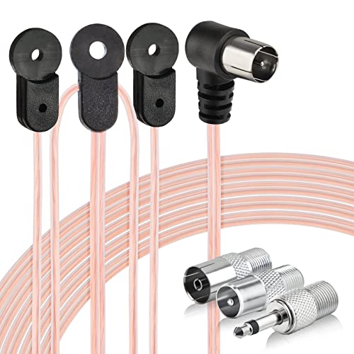 Bingfu Fm Antenna 75Ohm Dipole Indoor Fm Antenna F Male Adapter And F To Tv Connector 3 Kit For Stereo Receiver