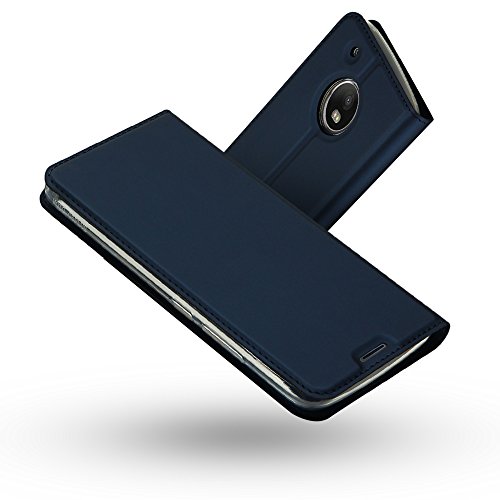 Radoo Custodia Moto G5, Slim-Fit Folio Premium Cover Moto G5 Vintage Pu Pelle Con [Kickstand] Tasca Stile Unico Sottile Funzione Tpu Antiurto Flip Cov