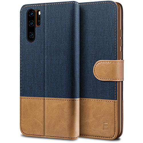 Bez Cover Per Huawei P30 Pro, Custodia Per Portafoglio Huawei P30 Pro Protettiva In Tela E Pu Pelle Portafoglio Flip Cover Con Chiusura Magnetica, Blu