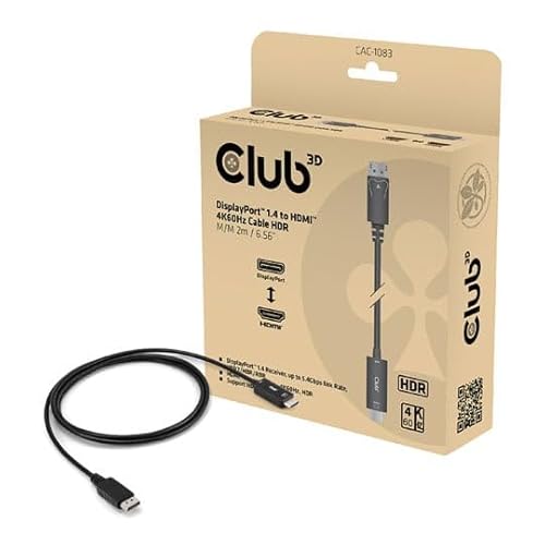 Club 3D - Cavo Displayport 1.4 > Hdmi Hdr 4K60Hz Attivo, 2 M