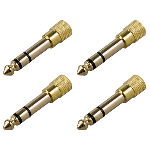 Kufughty 4X Quality Adattatore Cuffie Stereo Gold Spina 1/4 Pollici (6,3 Mm) A 1/8 Di Pollice (3,5 Mm) Femmina