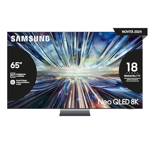 Samsung Tv Qe65Qn900Dtxzt Neo Qled 8K Mini Led, Smart Tv 65" Processore Nq8 Ai Gen3, Infinity One, Dvbt-2, Q-Symphony & Dolby Atmos, Integrato Con Ale