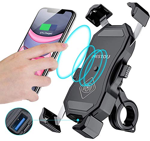 Imestou Moto Wireless 15W Qi/Usb Quick Charger 3.0 Supporto Per Telefono Montaggio Su Manubrio 22-32Mm O Specchietto Retrovisore Ricarica Veloce Per C