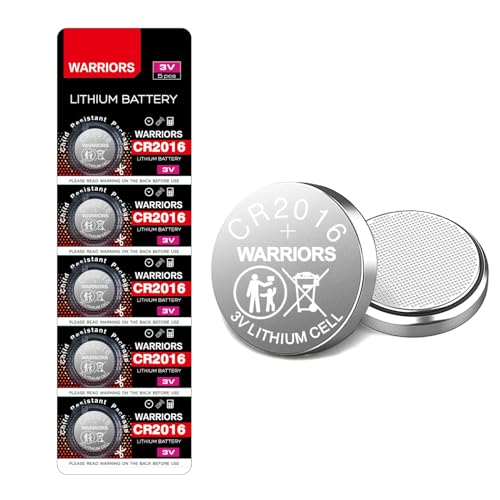 Warriors 5X 2016 Batteria Pile A Bottone Cr2016 Batterie3V, Capacità 70 Mah, Per L'Uso In Portachiavi, Bilance,Dispositivi Medici