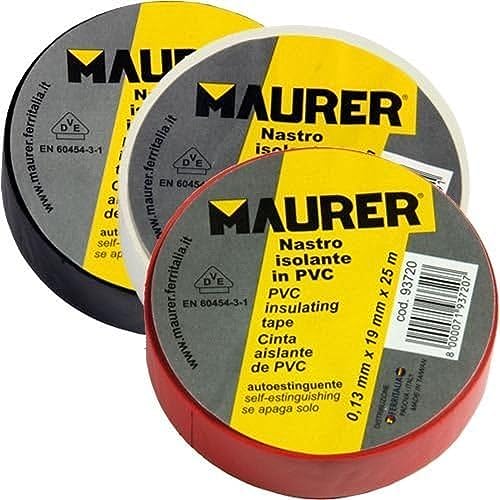 Maurer Cinta Aislante, Pvc, Profesional, 25 Metros X 25 Mm. X 0,15 Mm Espesor. Color Negra
