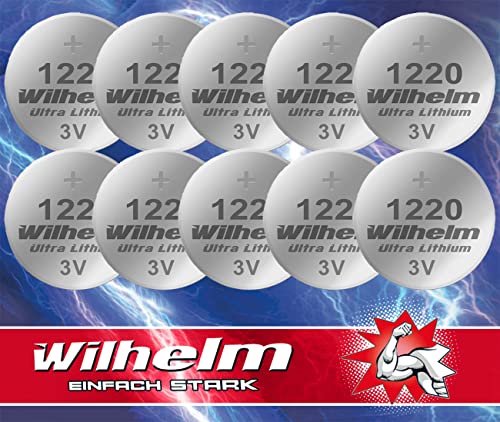 10 Pile A Bottone Al Litio Cr1220 Cr 1220 Wilhelm, 3 V, 40 Mah, Ø12 X 2 Mm, Dl1220