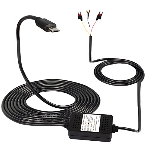 Meiriyfa Dash Cam Acc Hardwire Kit, Micro Usb Hardwire Dashcam Kit Step-Down Cavo, 12V-24V A Dc 5V 3A Car Dash Charger Cavo Di Alimentazione - 3.5M