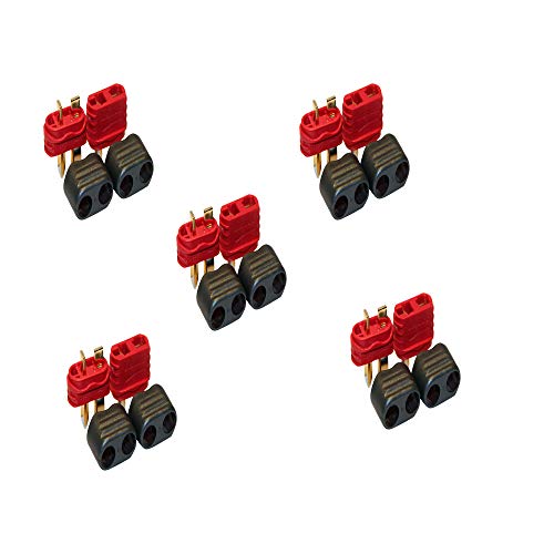 Yiqigou 5 Paia Connettori Placcati In Oro Antiscivolo Amass Deans Tipo T Maschio Femmina Spina Adattatore Con Guaina E Tubo Termoretraibile