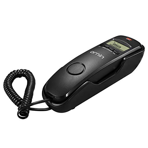 Ornin T112 Telefono A Filo Trimline Con Id Chiamante, Installabile A Parete (Nero)