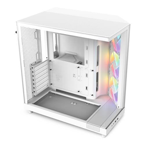 Nzxt H6 Flow Rgb, Cc-H61Fw-R1, Case Mid-Tower Compatto A Doppia Camera Con Flusso D'Aria, Include 3 Ventole Rgb Da 120 Mm, Pannelli In Vetro Panoramic