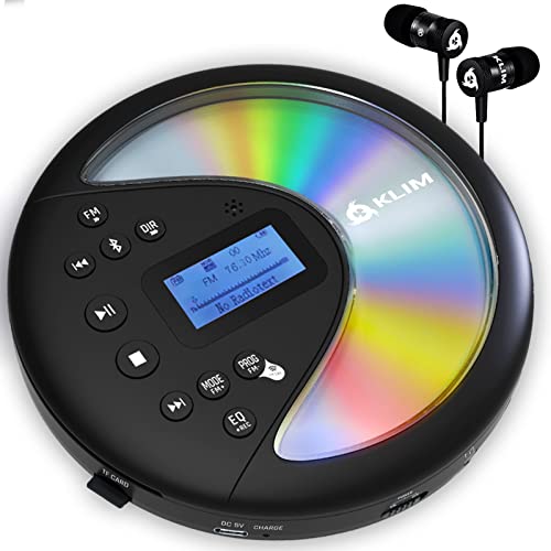 Klim Discover + Lettore Cd Hifi Portatile + Nuovo + Cuffie Incluse + Radio Fm + Compatibile Con Mp3 Cd Audiolibri + Lettore Cd Per Auto + Supporta Blu