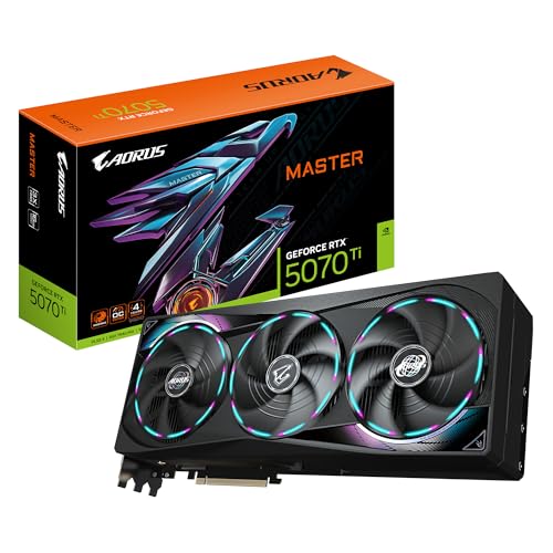 Gigabyte Aorus Geforce Rtx 5070 Ti Master 16G Scheda Grafica - 16Gb Gddr7, 256 Bit, Pci-E 5.0, 2670 Mhz Core Clock, 3 X Dp 2.1A, 1 X Hdmi 2.1B, Nvidia