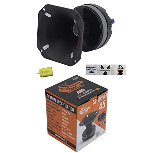 Sp Audio 1 Sp Driver 45 Driver A Compressione Tweeter A Tromba Da 11,4 X 11,4 Cm Da 200 Watt Rms 400 Watt Max Impedenza 4 Ohm 103 Db, 1 Pezzo + Conden