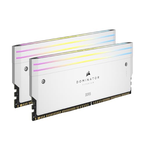 Corsair Dominator Titanium Ddr5 Rgb Kit Di Potenziamento Della Luce – 2X Moduli – 0 Gb Ram – Corsair Compatibile Con Icue – Bianco
