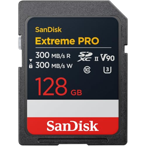 Sandisk Extreme Pro 128Gb Scheda Sdxc, Uhs-Ii, Velocità Di Lettura Fino A 300 Mb/S, Velocità Di Scrittura Fino A 300 Mb/S, V90, Video In 8K Di Qualità