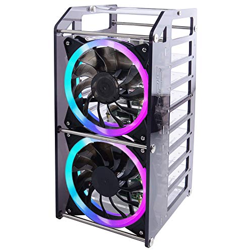 Geeekpi Raspberry Pi Cluster Custodia, Raspberry Pi Rack Custodia Impilabile Custodia Con Ventola 120Mm Rgb Led 5V Per Raspberry Pi 4B / 3B + / 3B / 2