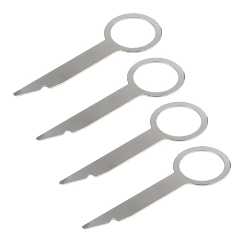 Maxtachi Estrattore Autoradio,4 Pezzi Duro E Resistente Kit Smontaggio Autoradio,Facile Da Installare E Rimuovere,Per Maggior Parte Delle Auto-Argento