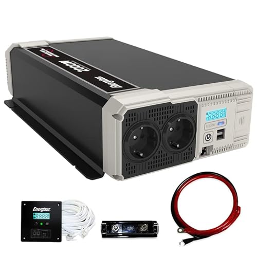 Energizer Inverter Da 2000 Watt Da 12V A 220V-240V Inverter Per Auto A Onda Sinusoidale Pura Con Due Prese Ca Da 220 Volt - 240 Volt, 2 Porte Usb E Ca