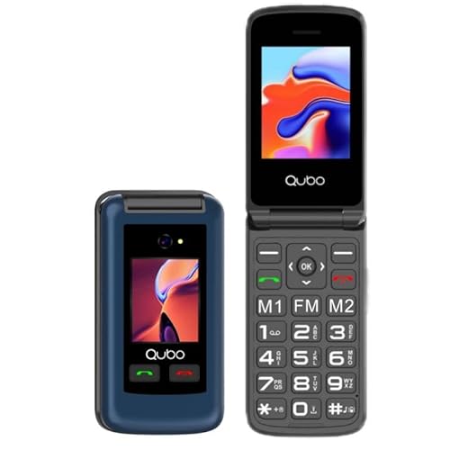 Qubo Gsm Telefono Cellulare Per Anziani,Flip Phone Telefoni Cellulari Tasti Grandi,Volume Alto,Funzione Sos, 2.4"+1.77 Contatti Con Immagini,Chiamata