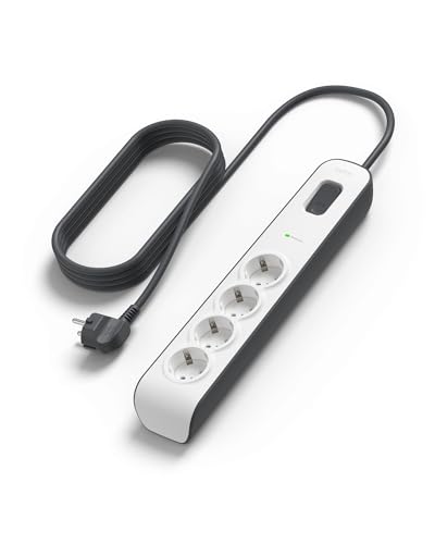 Belkin Ciabatta Multipresa Con 4 Prese, Protezione Dalle Sovratensioni Con 4 Prese Ca Protette, 525 Joule, Cavo Di Prolunga Di 2 Metri, Presa Multipla