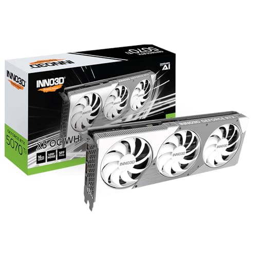 Inno3D Nvidia Geforce Rtx 5070 Ti X3 Oc 16 Gb Gddr7 256 Bit Pci Express Gen 5 Gaming Scheda Grafica -N507T3-16D7X-176068W (Bianco)
