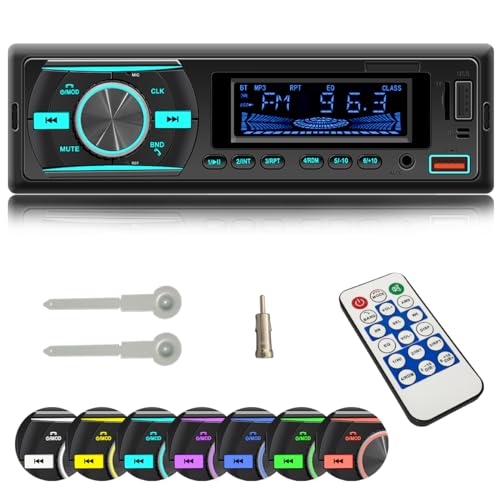 Ifrego Autoradio Con Vivavoce Bluetooth Autoradio Lettore Mp3/Radio Fm Supporto Usb Riproduzione Musicale Fm/Tf,/Aux In, Lettore Multimediale 7 Colori