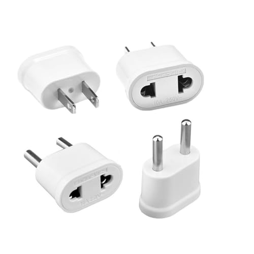 Switian Set Di Adattatori Da Viaggio (4 Pezzi) – Adattatore Di Protezione Us/Eu Con Design A 2 Pin, Compatibile Con Laptop, Smartphone, Fotocamera – 2