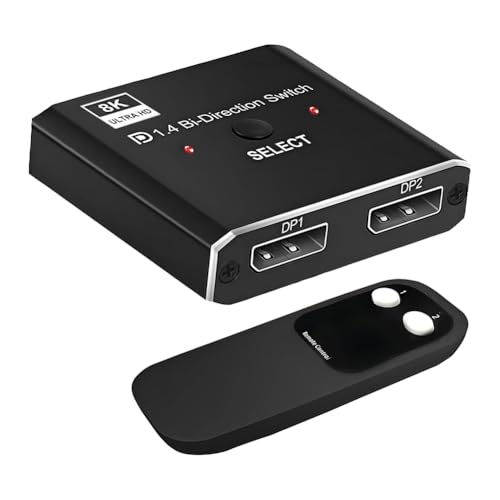 Nsssunnre Switch Displayport 8K 2 In 1 Out/ 1 In 2 Out Display Port Dp Switch Supporta 8K30Hz 4K120Hz Per Pc Monitor Laptop Ecc.